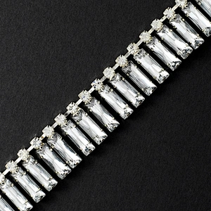Luxurious Jewelry Bugle Rectangular Beaded Embellishment Crystal Glass Rhinestone Trims for Evening Gown Party Dress