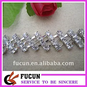 four rows tilt rhinestone trimming
