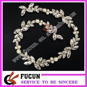 sew on wedding decoration Crystal Rhinestone pearl Chain Bridal Trim