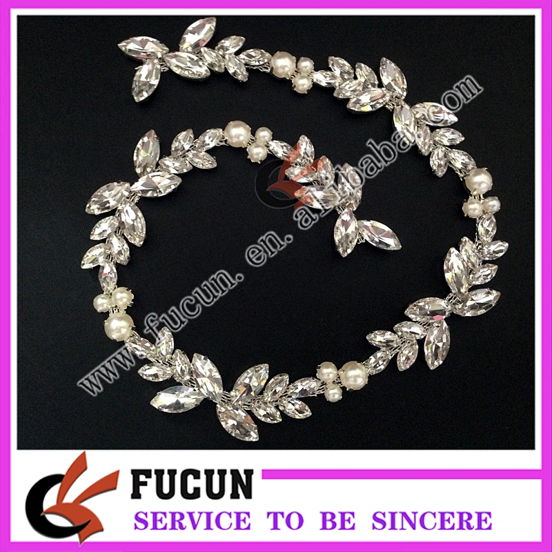 sew on wedding decoration Crystal Rhinestone pearl Chain Bridal Trim