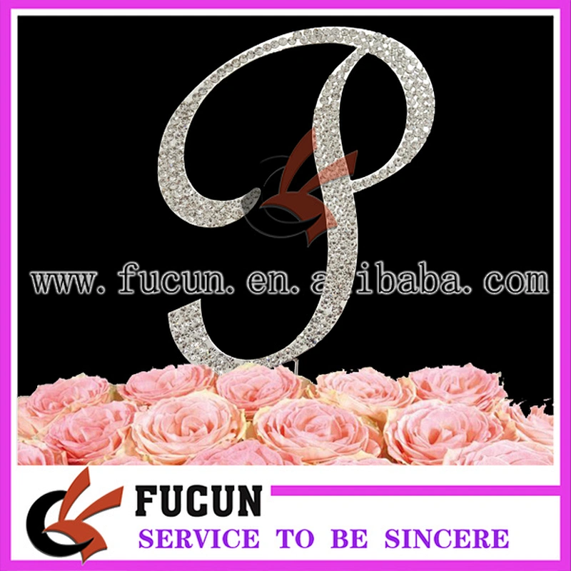customized crystal rhinestone letter wedding cake topper christmas decoration/party supplies