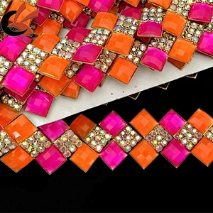 Neon colors rhinestone beaded trim rhinestone chain trims garment decoration