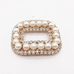 Hot Selling Pearl Beads Rhinestone Back Center Bar Shoe Buckles for Decoration