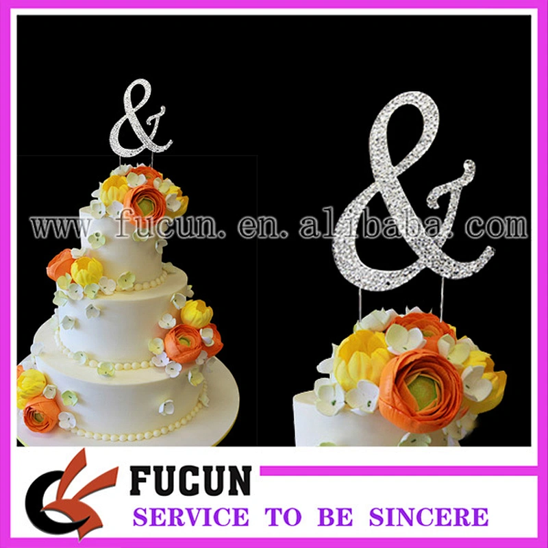 Factory Direct Sale High Quality Rhinestone Covered Letter Wedding Decorative Cake Toppers