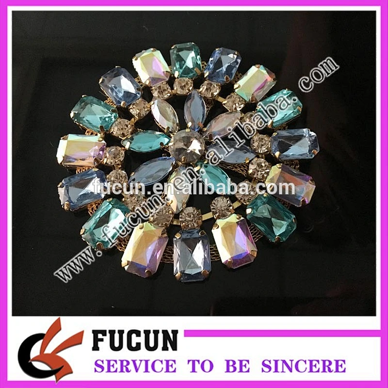 Colorful rhinestone, acrylic ,gem wedding anniversary ,party Vintage jewelry large brooch
