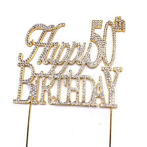 high Rhinestone 50th Birthday Wedding Cake Topper Silver Crystal Monogram