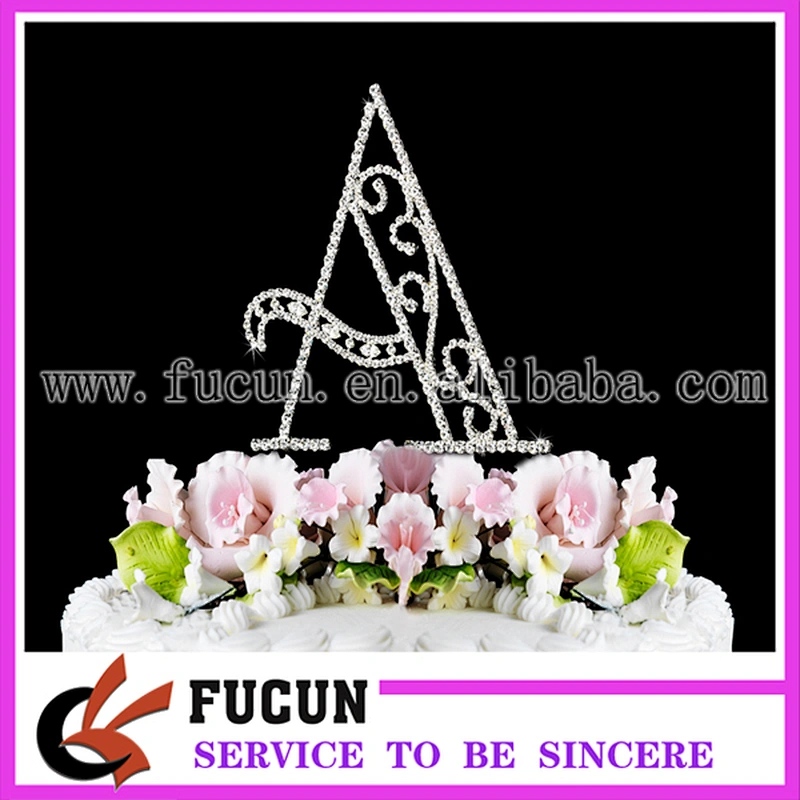 luxurious rhinestone letter J cake topper for wedding