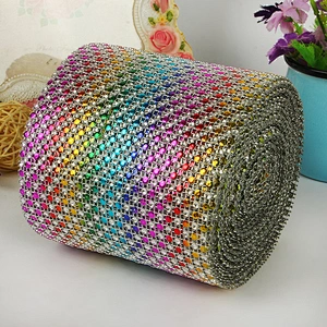 24 Row Imitation Assorted Color Diamond Ribbon Trim Wrap Mesh for Wedding Decoration