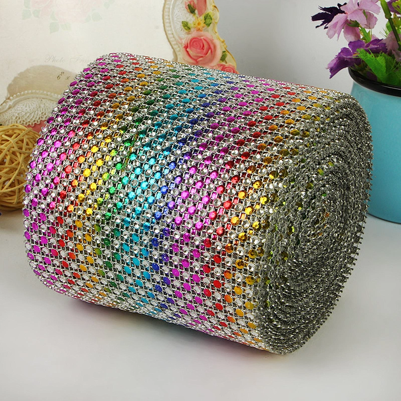 24 Row Imitation Assorted Color Diamond Ribbon Trim Wrap Mesh for Wedding Decoration