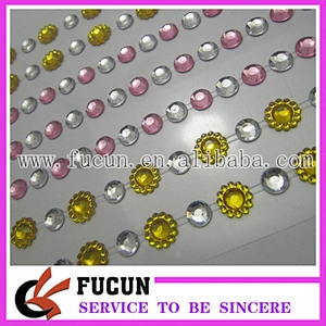 Promotional round acrylic diamond high quality rhinestone sticker