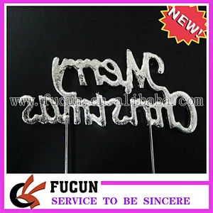 Red Rhinestone Merry Christmas Cake Topper For Christmas Decoration