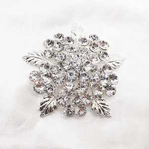Wholesale Vintage Crystal Women Rhinestone Wedding Invitation Bridal Flower Brooches Without Pins