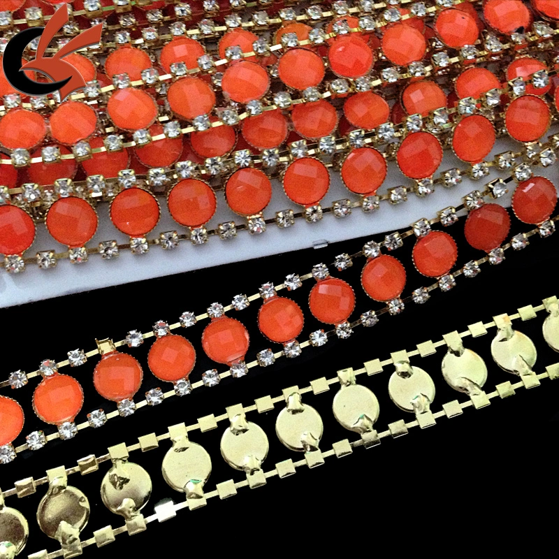 Carnival Orange Gold Rhinestone chain trimming