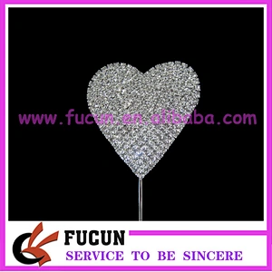 Crystal rhinestone heart diamond cake topper for party supplies/ wedding favors