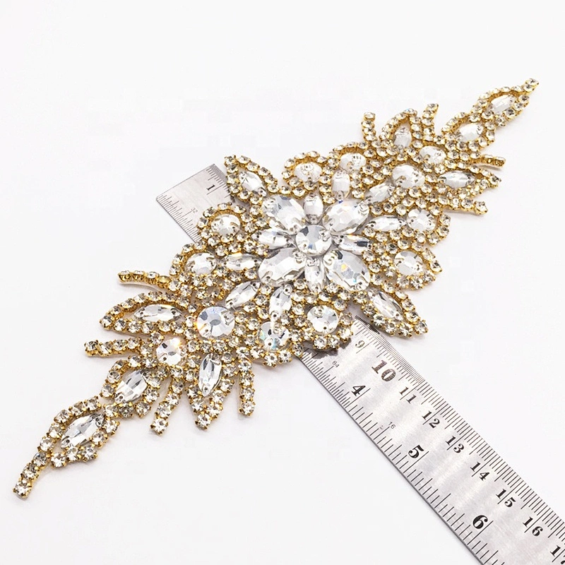wholesale wedding clothing fabric handmade embroidery designs crystal rhinestone applique