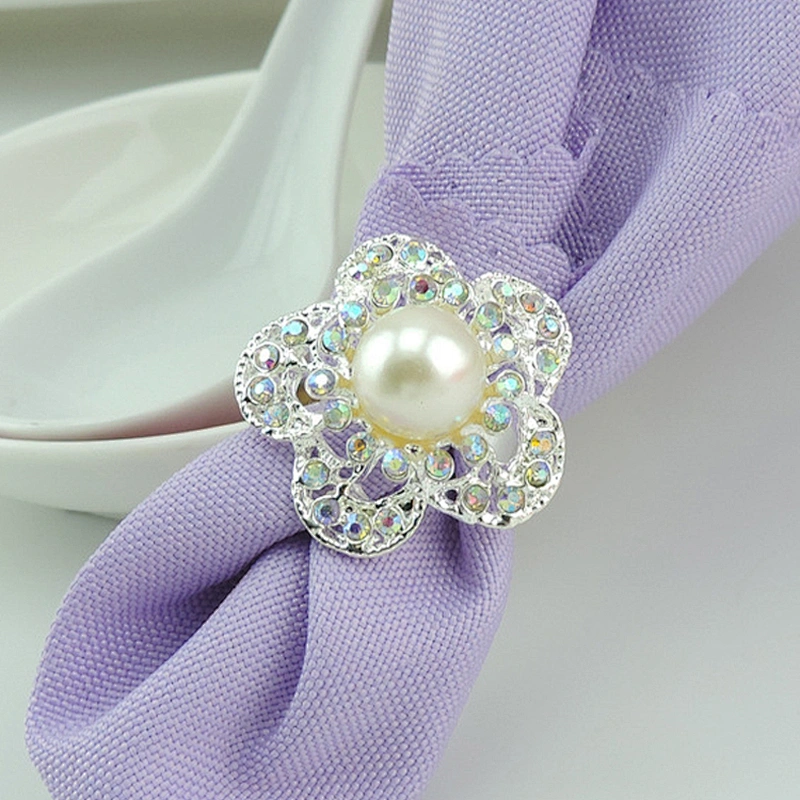 Bluk cheap floral rhinestone napkin ring for hotel and restaurant decoration