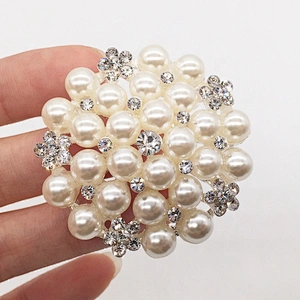 ladies women fancy flower sandal decoration pearl jewelry buckle for shoes