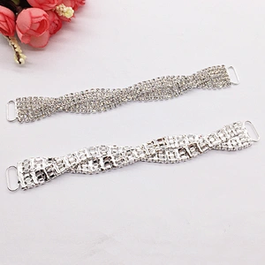 Hot Selling Silver Twist Compact Rhinestone Clear Crystal Bikini Connectors