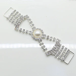 Sparkling new style silver plating crystal pearl Swimwear Bikini Connector manufacture