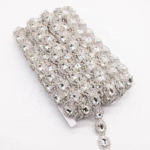 Garment Decorative Rhinestone Crystal Applique Trim for fashion evening dresses