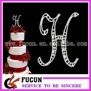 2017 high quality Crystal Marquise Cut Monogram Cake Toppers 'H'