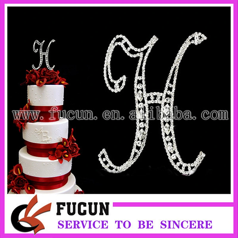 2017 high quality Crystal Marquise Cut Monogram Cake Toppers 'H'