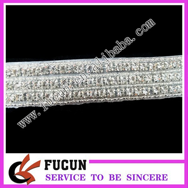 bridal rhinestone applique crystal beaded applique wedding sash applique
