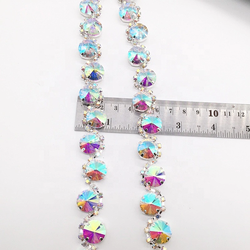 High Quality Gold Metal Rhinestone Bridal Silver Chain Crystal Glass Trimmings