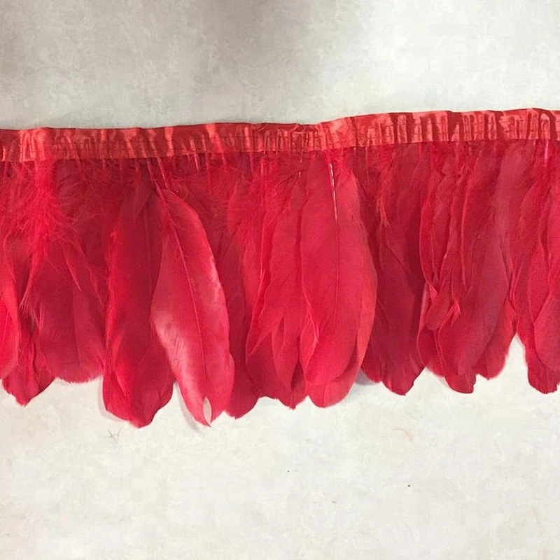 NEW Fashion Wholesale 15-20CM Width Goose Feather Dyed Yellow Fabric Strip Goose Feathers Trims