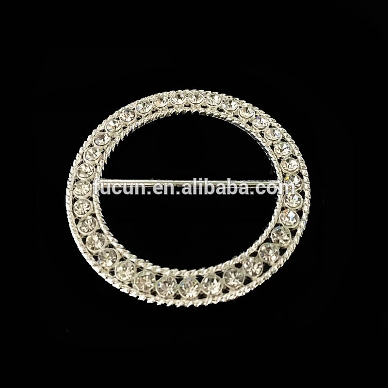 Shinning round shape Rhinestone ribbon slider buckle for wedding invitation cards decoration