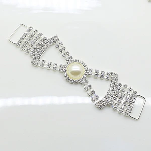 Sparkling new style silver plating crystal pearl Swimwear Bikini Connector manufacture