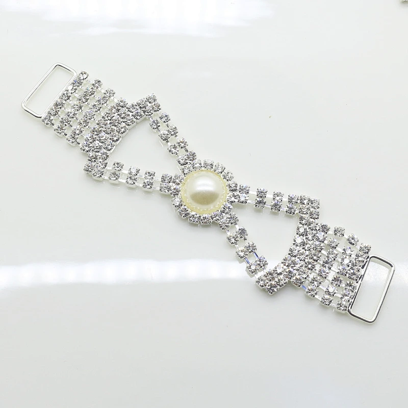 Sparkling new style silver plating crystal pearl Swimwear Bikini Connector manufacture
