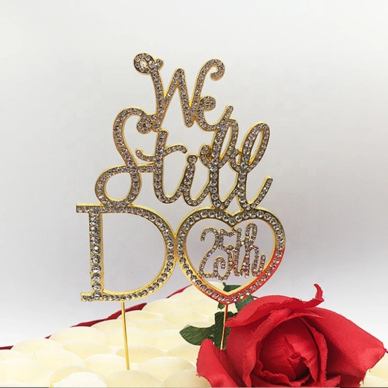 Sparkly Crystal Rhinestone Diamond Gems wedding cake topper