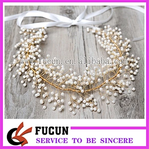 Hot Sale Wedding Pearl Crown Hair Vine Leaf Pearl Beads Bridals Tiara Headwear/Hairpieces
