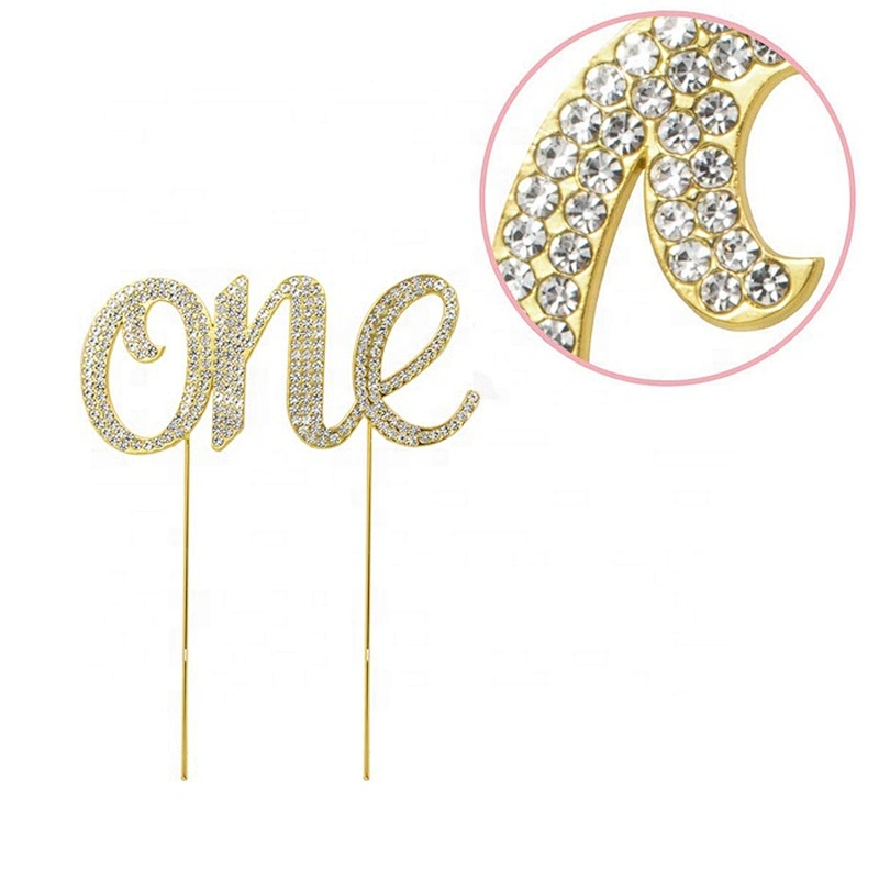 Customized First Birthday Decorations Gold One Cake Topper