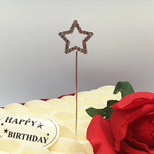 2019 charming silver plated crystal 2.5cm star shape rhinestone cake topper for child party wholesale