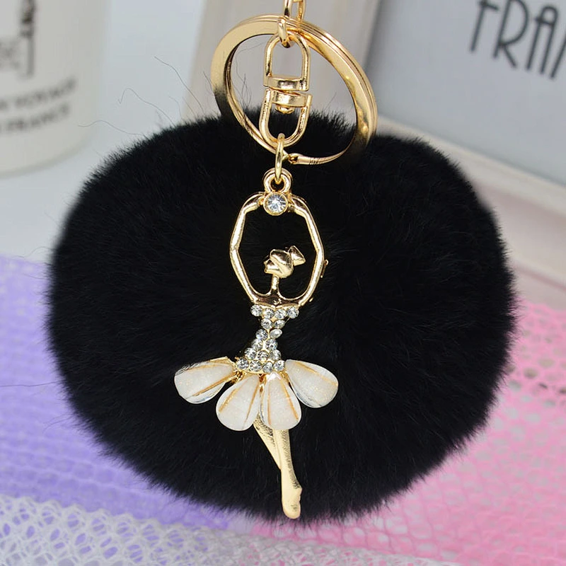 Top Supplier Wholesale Gift Unique Sex Key Ring Downy Fur Pompom Key Chain for Girls
