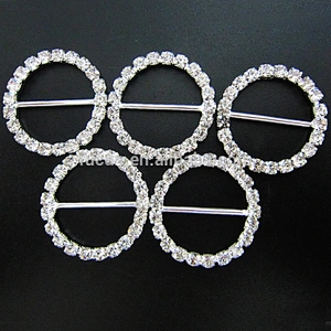 Decorative Fashion Round Square and Heart Shaped Rhinestone Ribbon Slider Buckles