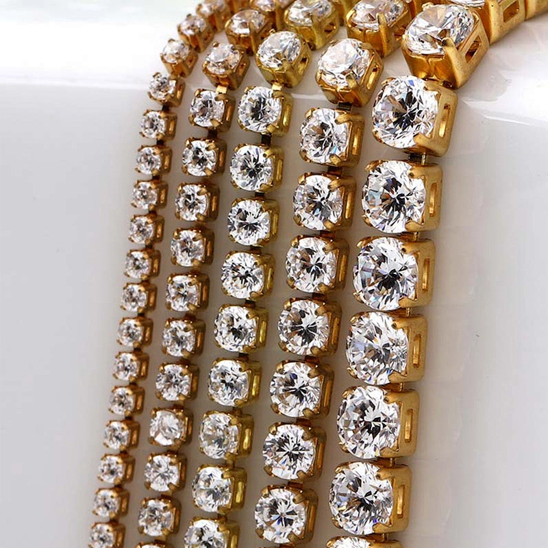 wholesale factory ss28 ss38 gold rhinestone cup chain crystal stones trimming
