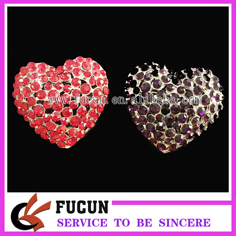 fashion alloy big heart shaped hollow brooch bright crystal brooch pin for women