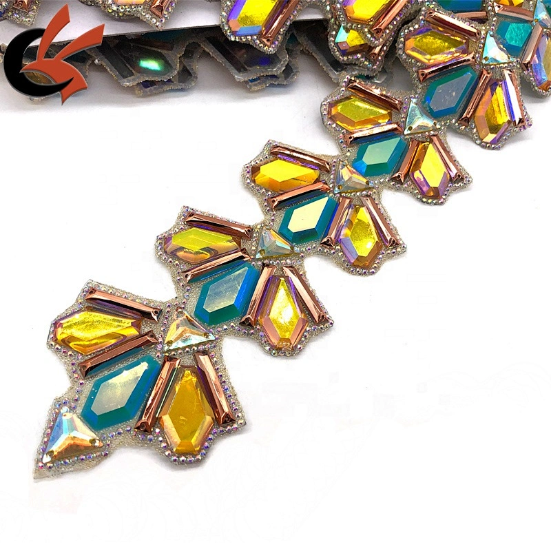 large resin stones decorative Hot fix rhinestone trimming tape back with glue