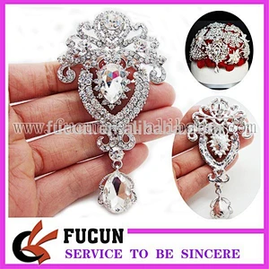 Rhinestone Crystal Wedding Bridal Bouquet Silver Flower Faux Pearl Brooch Pin