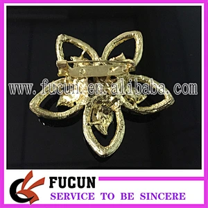 Black Rhinestone Crystal Gold Plated Men Wedding Brooch