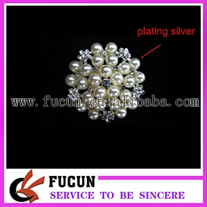 wholesale rhinestone pearl flower brooch for wedding bouquet decoration