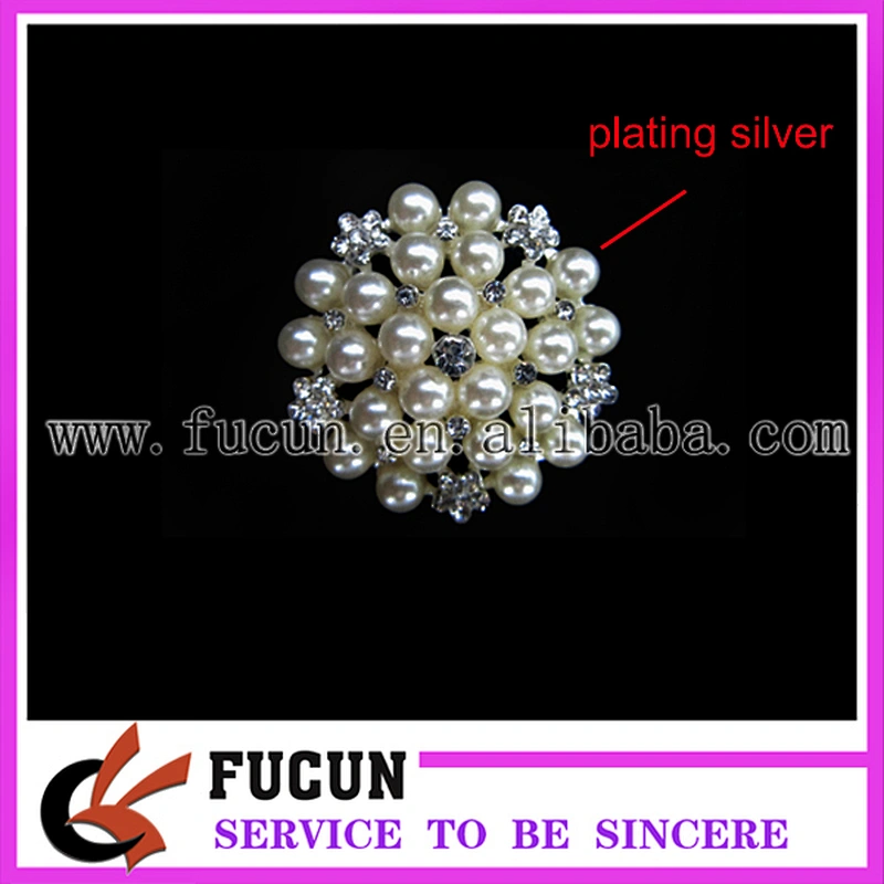 wholesale rhinestone pearl flower brooch for wedding bouquet decoration