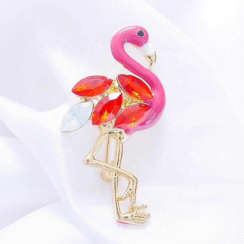 Custom New Products Making Jewelry Gifts Rhinestone Flamingo Brooch