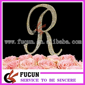 China Wholesale Gold Or Silver Frozen Wedding Favors Letter Rhinestone Cake Toppers