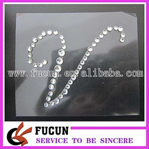 letter V acrylic rhinestone sticker for gift decoration
