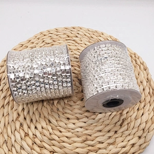 China factory wholesale SS28 6mm DIY rhinestone crystal empty cup chain roll silver strass empty cup chain