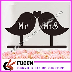 wedding favors Silhouette Love Birds Kissing acrylic cake stand ,cake topper ,cake pick